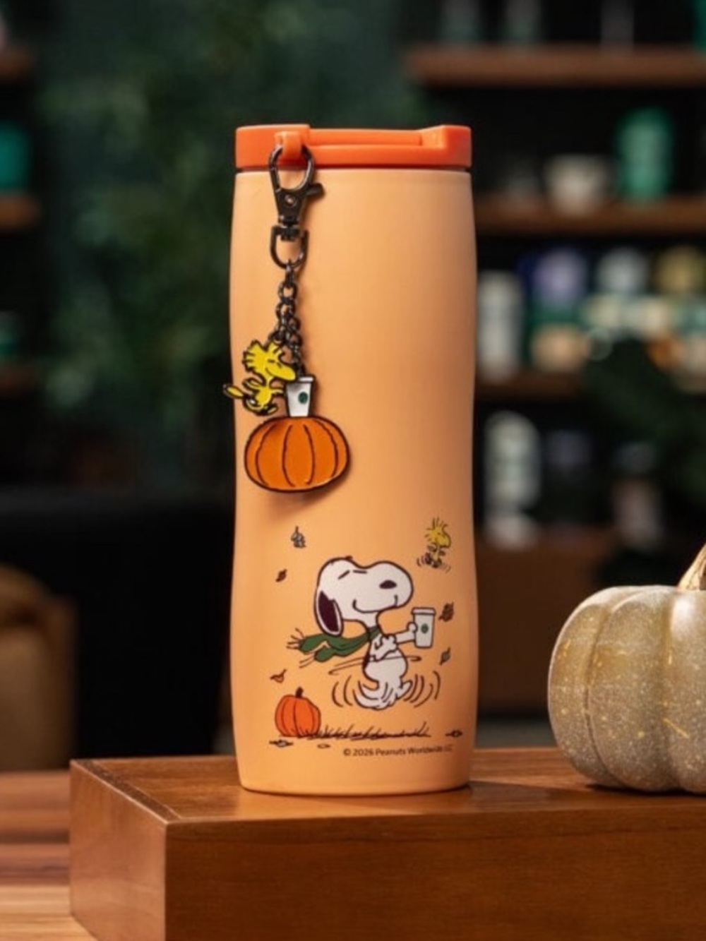 Authentic Starbucks x Peanuts Snoopy & Woodstock Orange Pumpkin Tumbler